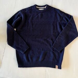 Vintage Original Weatherproof Deep Navy Cable Knit Crewneck Sweater Mens Large